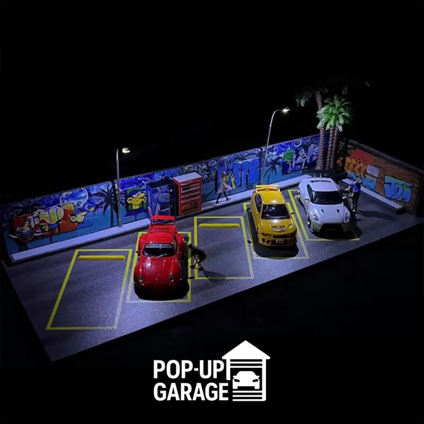 Scène de parking avec graffiti