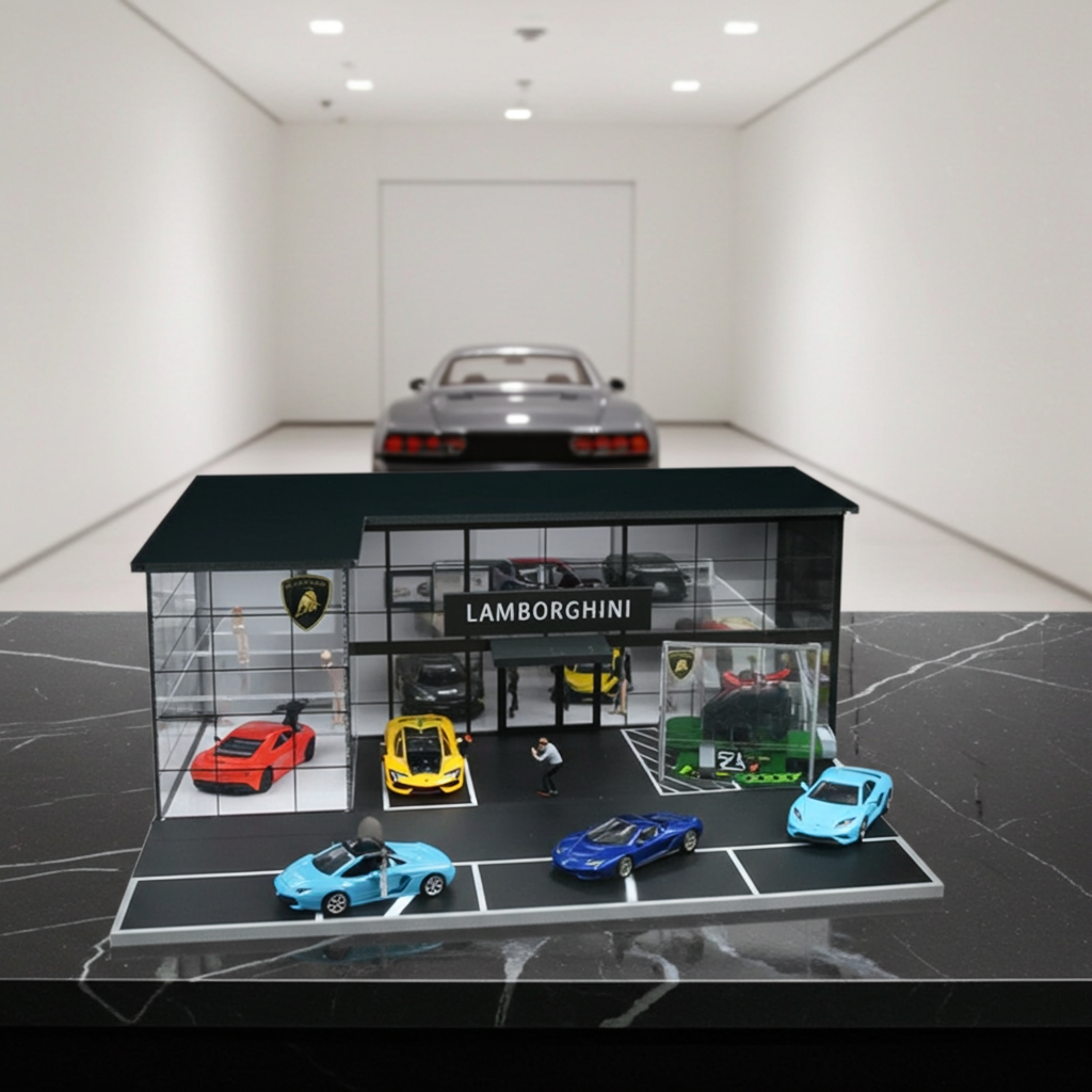 Salle d'exposition Lamborghini à deux étages