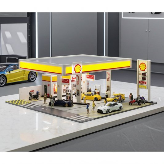 Shell Gas Station Detailed Street Scene