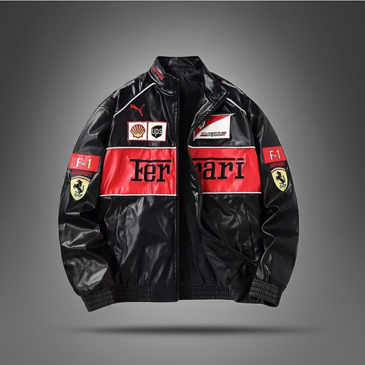 Ferrari F1 Leather Jacket [Black & Red]