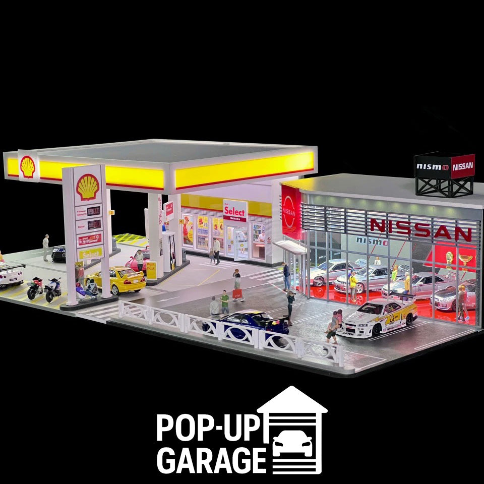 Shell Gas Station Detailed Street Scene