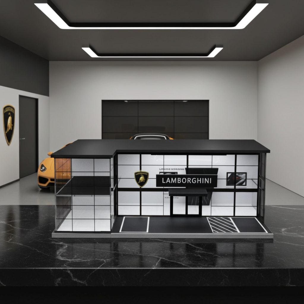 Salle d'exposition Lamborghini à deux étages