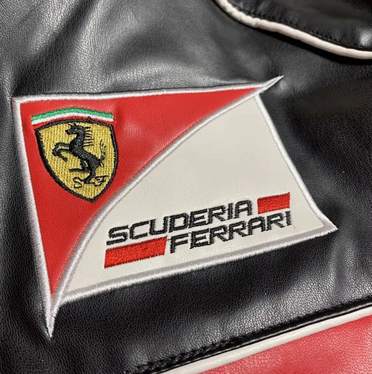 Ferrari F1 Leather Jacket [Black & White]