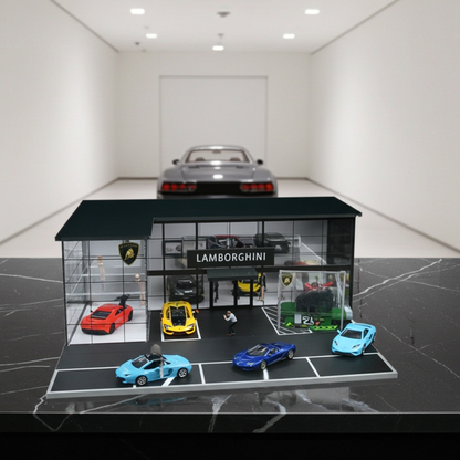 Salle d'exposition Lamborghini à deux étages