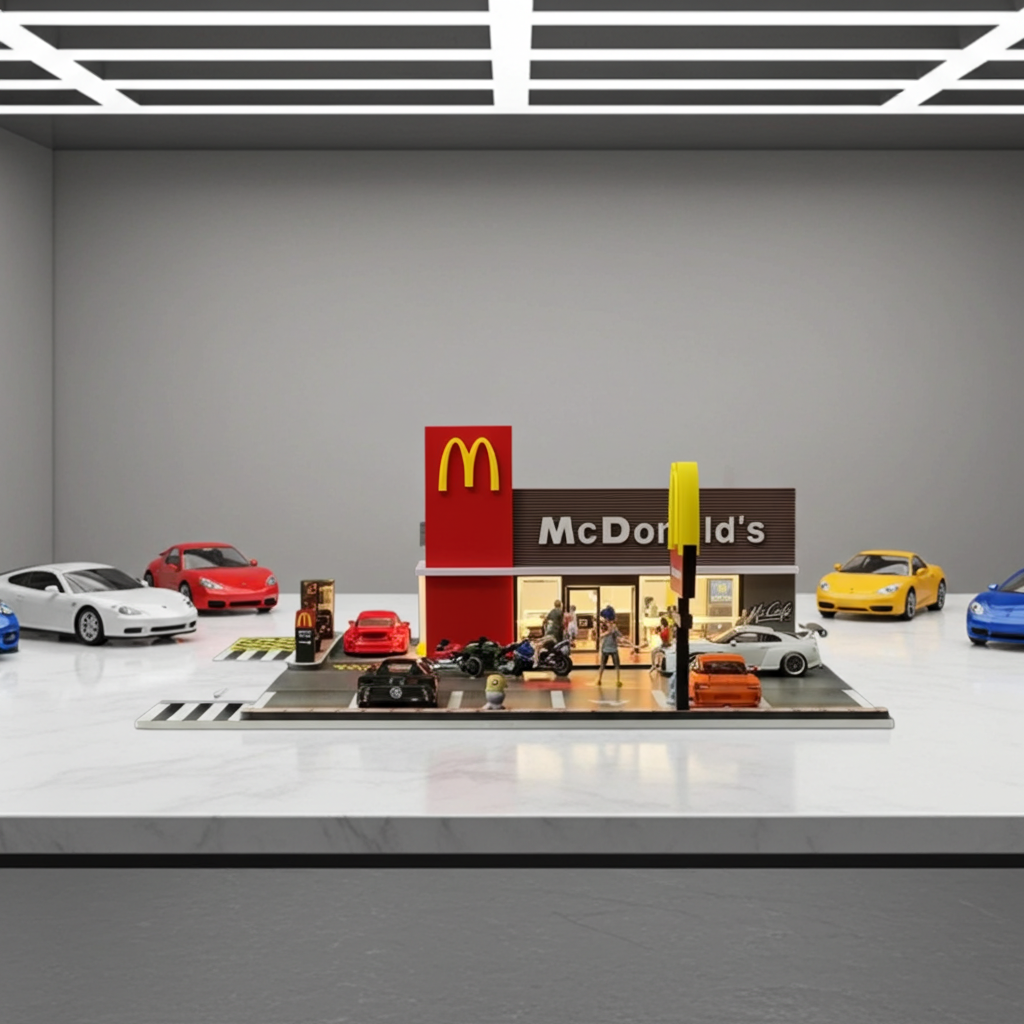 Gedetailleerde straatscène van McDonald's