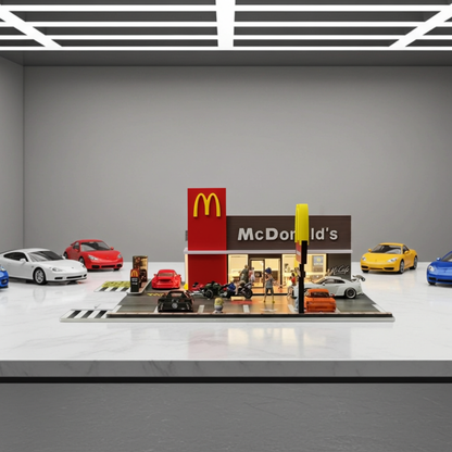 Gedetailleerde straatscène van McDonald's