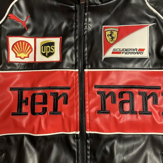 Ferrari F1 Leather Jacket [Black & Red]