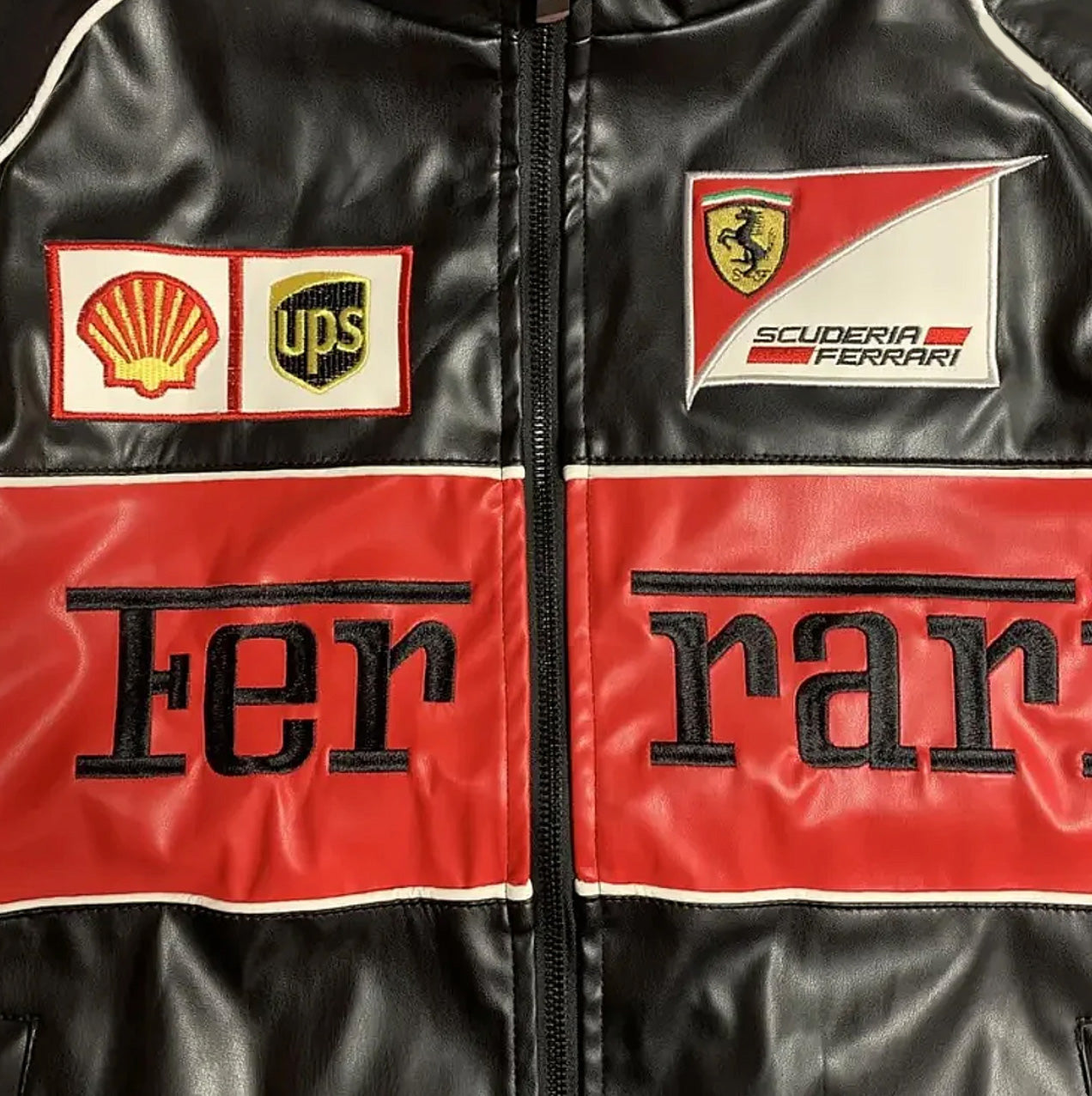 Ferrari F1 Leather Jacket | Motorsport-Inspired Streetwear | Pop