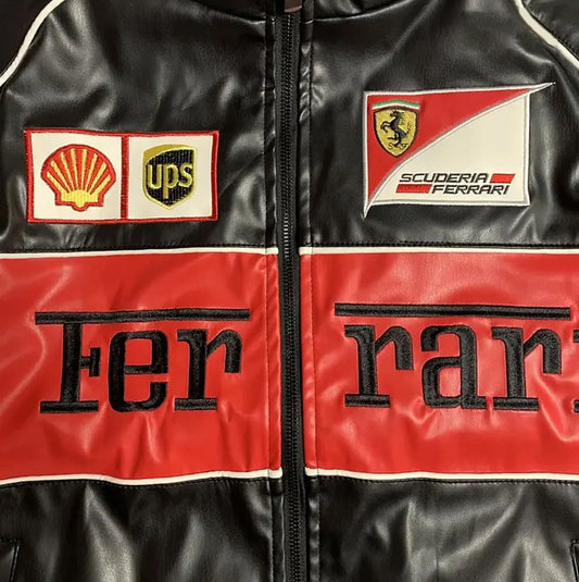 Ferrari F1 Leather Jacket [Black & Red]