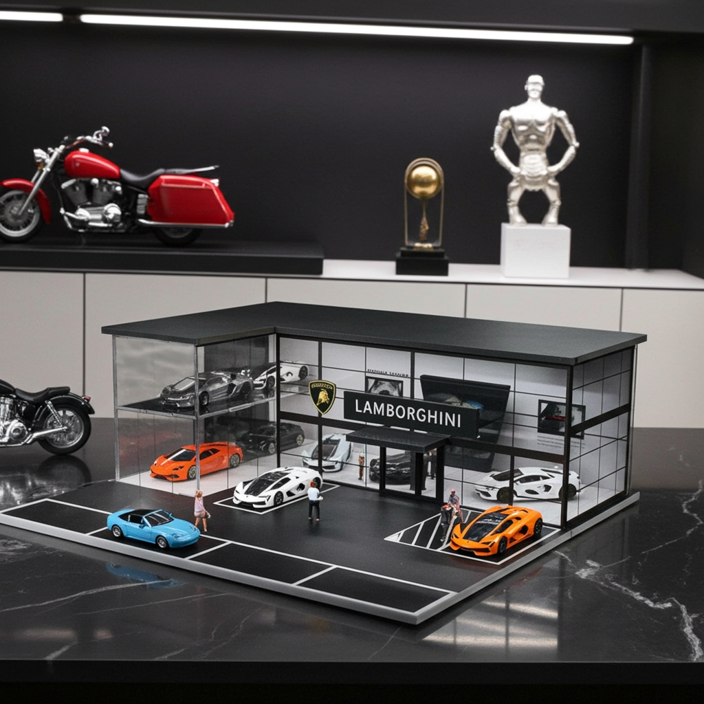 Salle d'exposition Lamborghini à deux étages