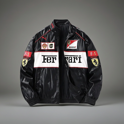 Ferrari F1 leren jas [zwart-wit]