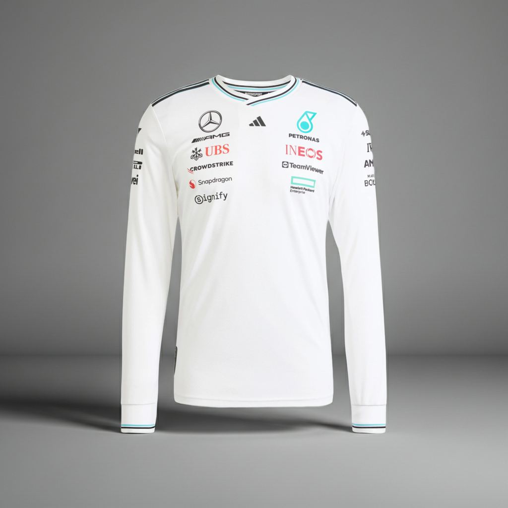 T-shirt à manches longues Mercedes AMG Petronas Drivers 2025 [Blanc]