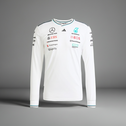 T-shirt à manches longues Mercedes AMG Petronas Drivers 2025 [Blanc]